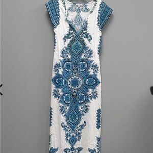 Calypso St. Barth Blue and White Maxi Dress